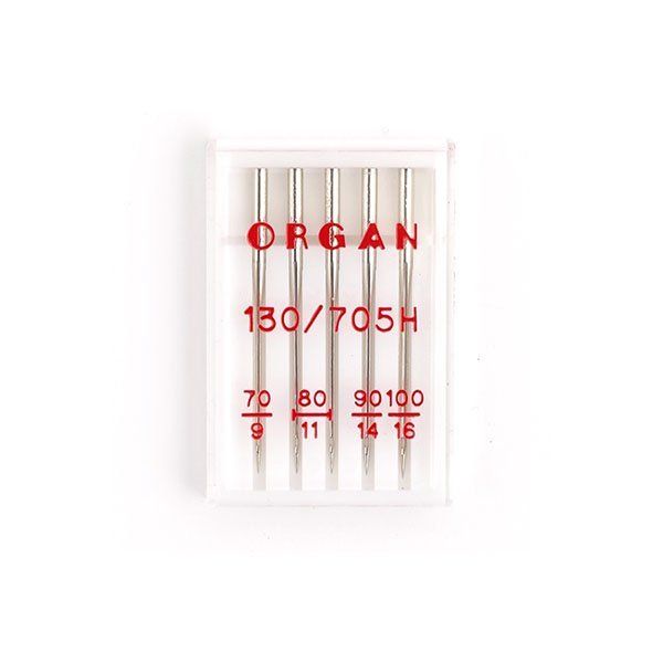 Иглы для швейных машин базовые универсальные 130/705 H, №70-100, 5 игл, ORGAN