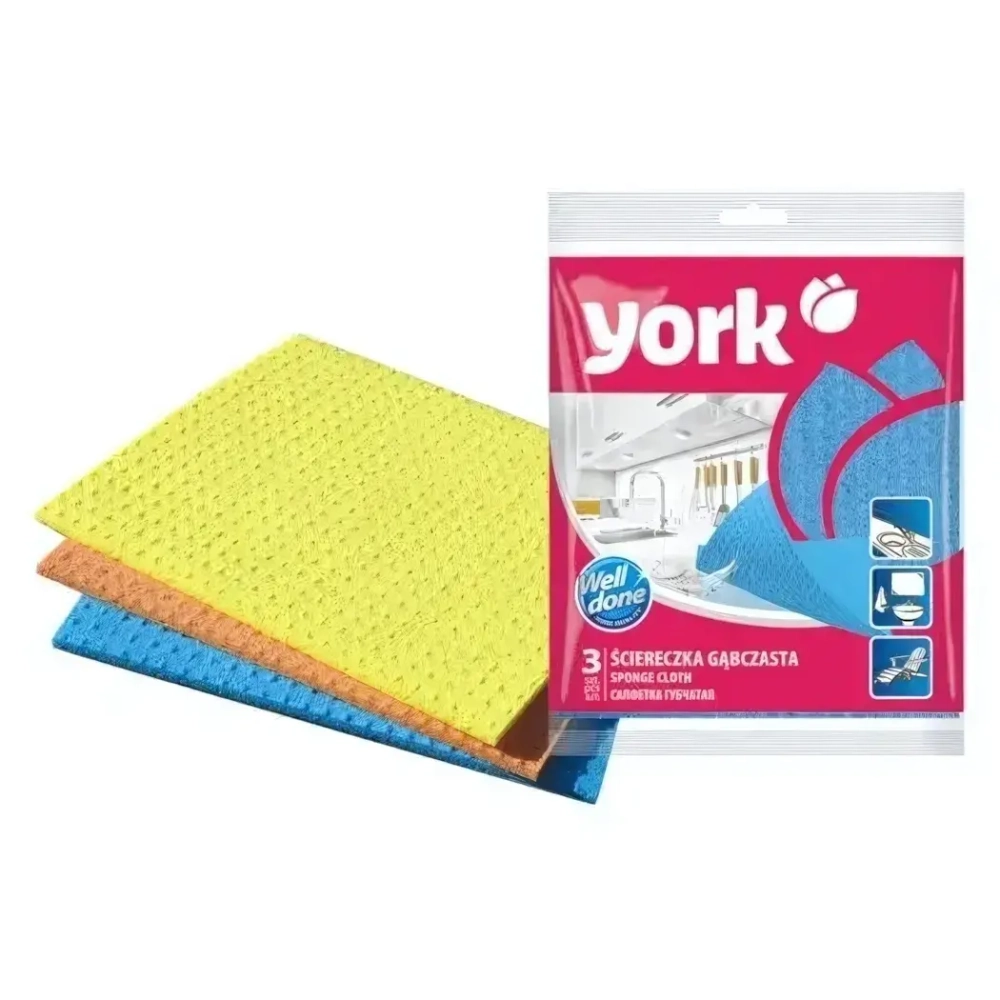 Салфетка губчатая YORK 3шт. (15,5,5 см)