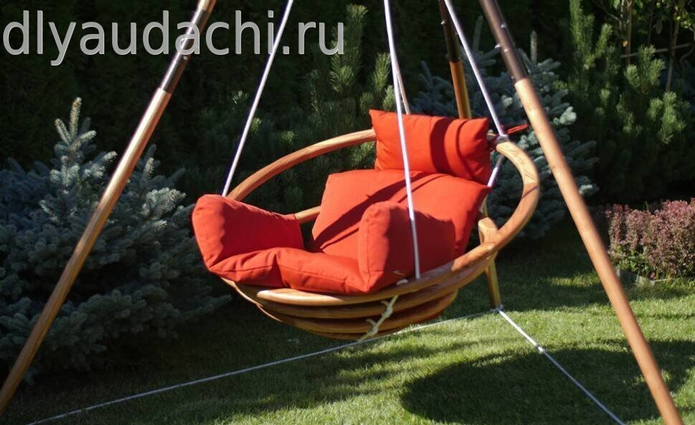 Подвесное деревянное кресло качели МАЙЯ СЕТ+каркас