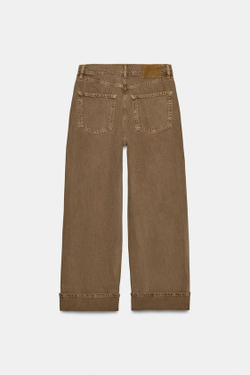 ZARA ДЖИНСЫ BAGGY СО СРЕДНЕЙ ПОСАДКОЙ — ZW COLLECTION, КОРИЧНЕВЫЙ