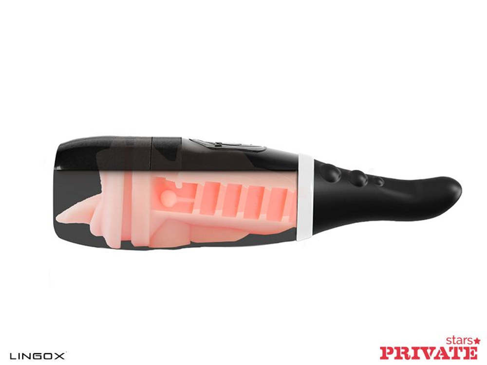 Мастурбатор-ротик Private Anny Aurora Mouth в тубе с хвостиком для массажа простаты (Цвет: телесный)