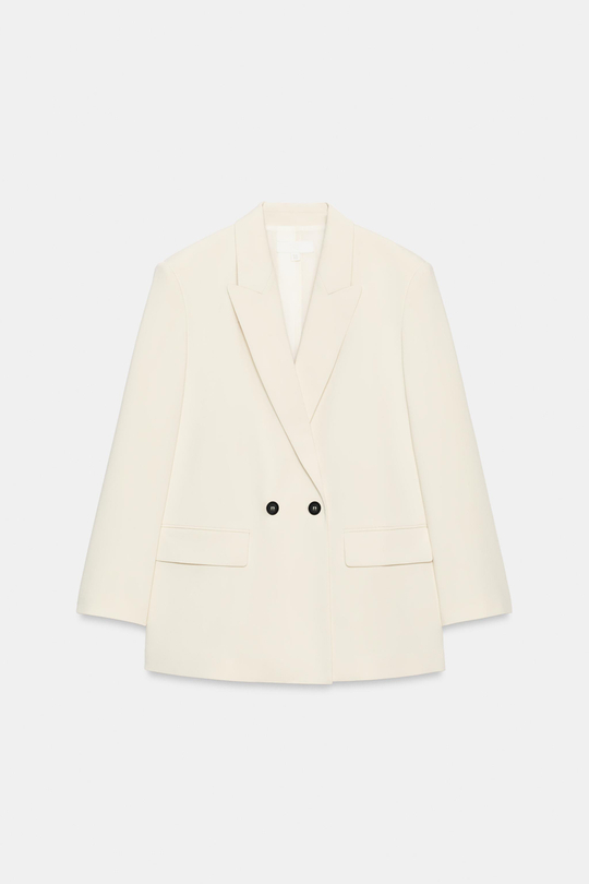 ZARA ДВУБОРТНЫЙ БЛЕЙЗЕР ОВЕРСАЙЗ, ЖЕЛТОВАТО-БЕЛЫЙ