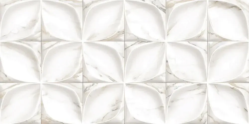 Настенная плитка ALMA Ceramica TWU09LAR014 Laura 50x24.9 белая глянцевая рельефная под мозаику