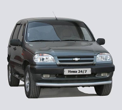 Защита переда «Труба» (Ø=63,5 мм) Chevrolet Niva (- 03.2009)