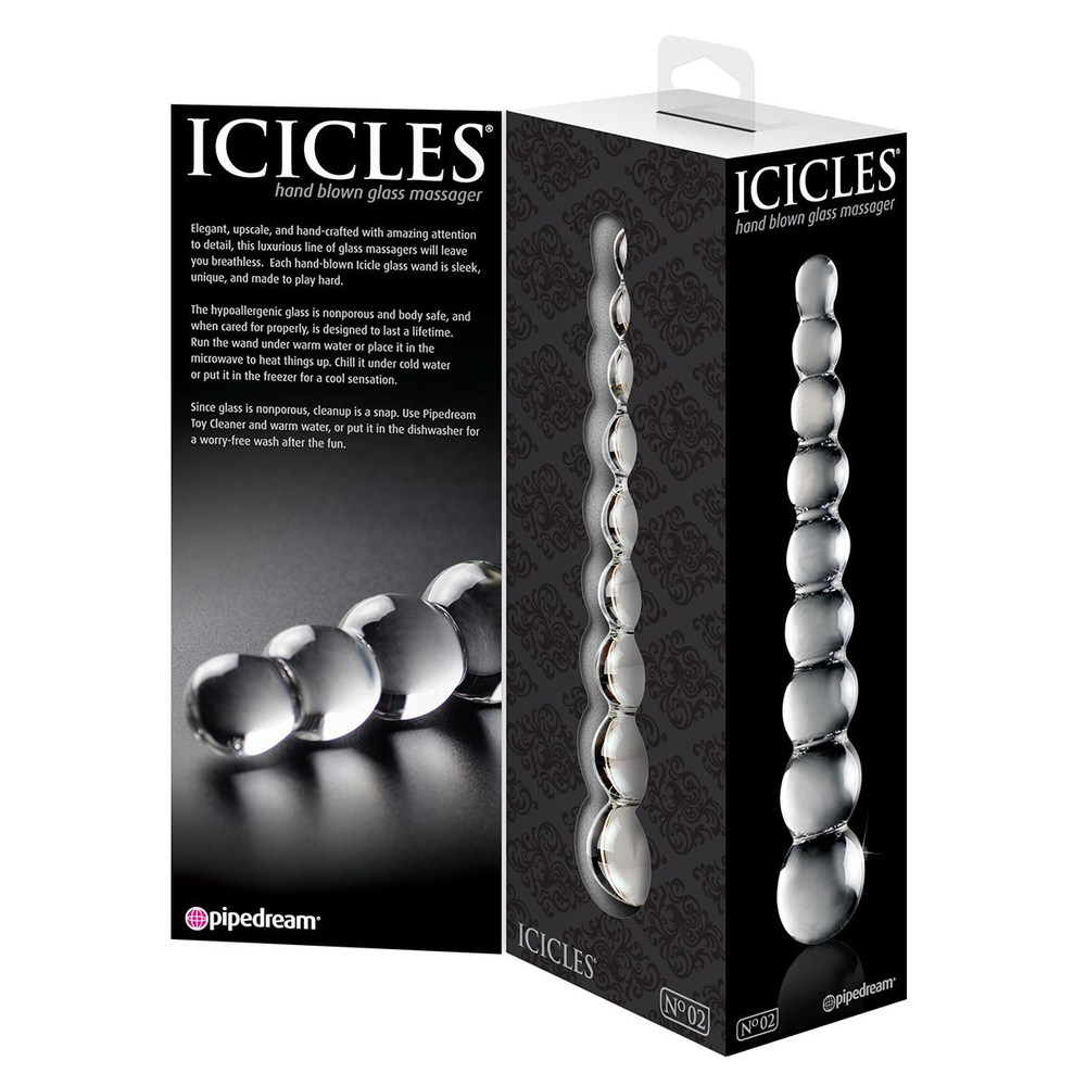 Стеклянная анальная елочка Icicles No.2 - 21,6 см. (Цвет: прозрачный)
