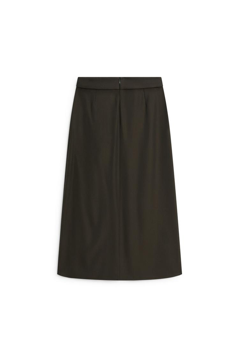 Massimo Dutti Струящаяся юбка-миди с отделкой на талии - Limited Edition, серо-зеленый