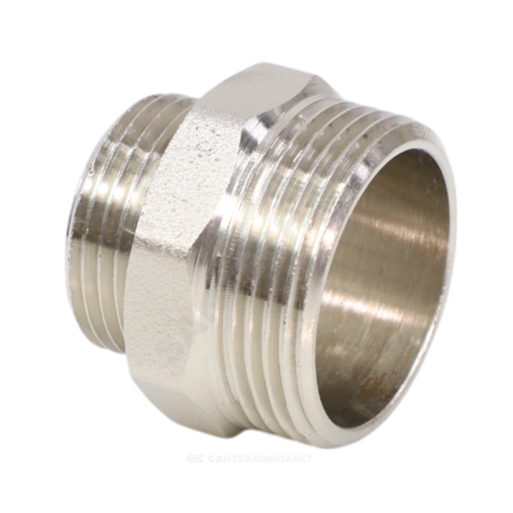 Ниппель латунь никель переходной Ду 25х15 (1"х1/2") НР VALFEX VF.580.N.100.012