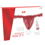 Красные трусики со стимулирующими бусинами и массажным гелем Sliding Gel Strawberry в комплекте (Размер: S-M-L) (Цвет: красный)