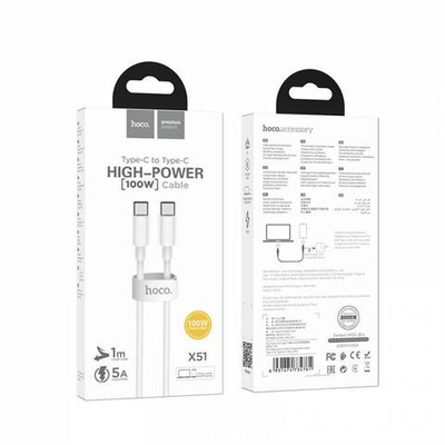 Кабель Type-C на Type-C Hoco X51 100W 1m (white)