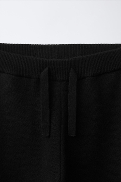 ZARA ТРИКОТАЖНЫЕ БРЮКИ-ДЖОГГЕРЫ, ЧЕРНЫЙ