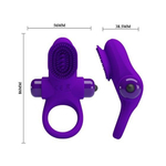 Фиолетовое эрекционное виброкольцо в клиторальной щеточкой Vibrant Penis Ring II (Цвет: фиолетовый)