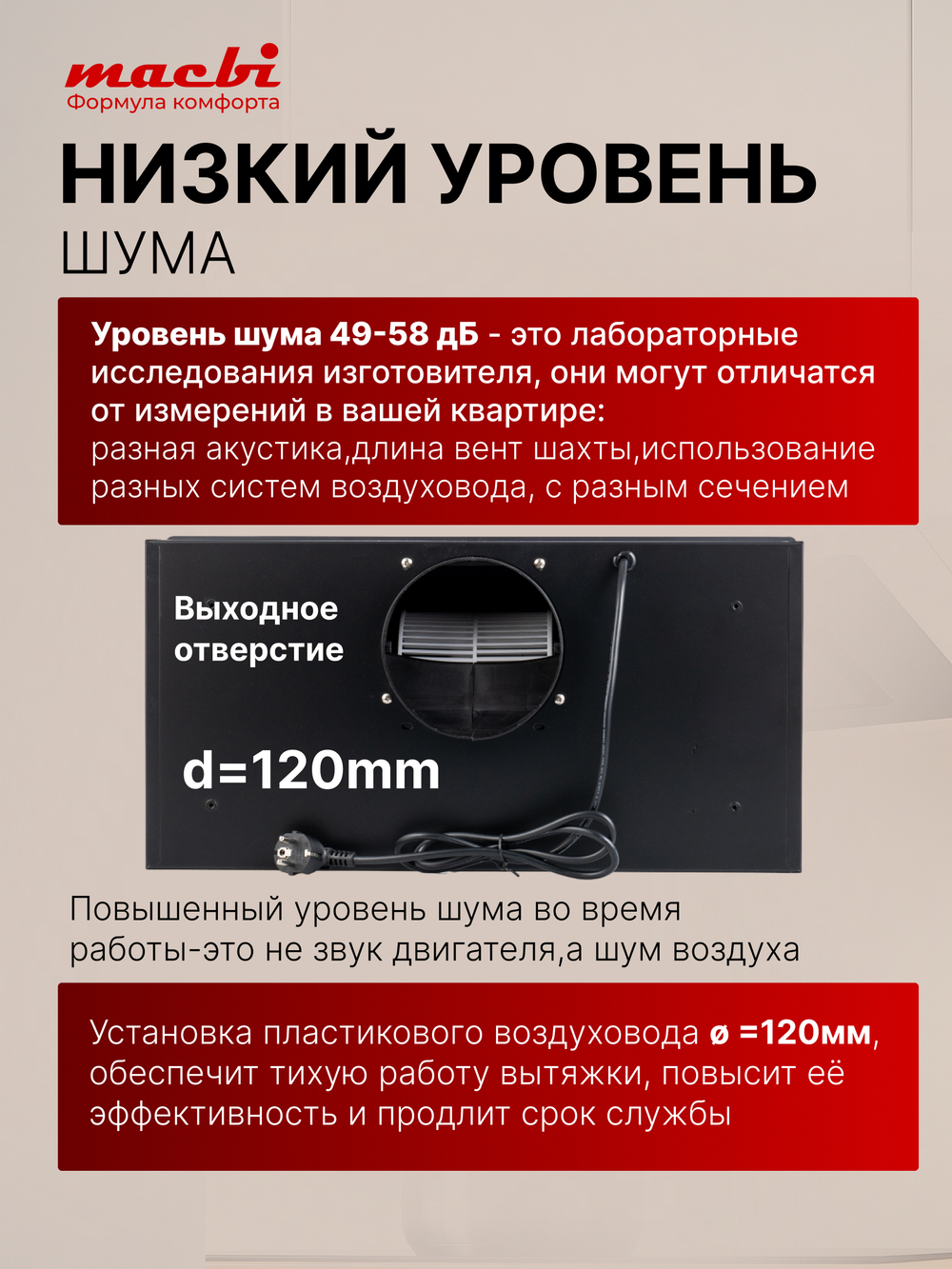 Вытяжка кухонная MACBI встраиваемая M-Box-G60G BLACK 850м3/ч Черная (управление жестами)