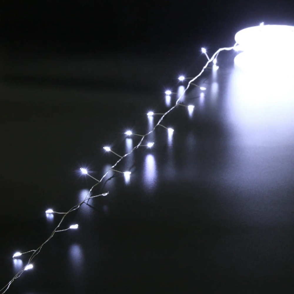 Гирлянда для дома НИТЬ «Мишура» 20 м 500 ламп LED, серебр.провод, «МЕРЦАНИЕ», IP-20, 220v, Белый