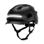 Умный велошлем UNIT 1 AURA MIPS Blackbird, вид спереди 3/4, подсветка включена