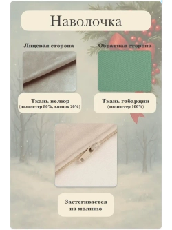 Наволочка декоративная 40х40 Белочка Брусничка в лесу велюр