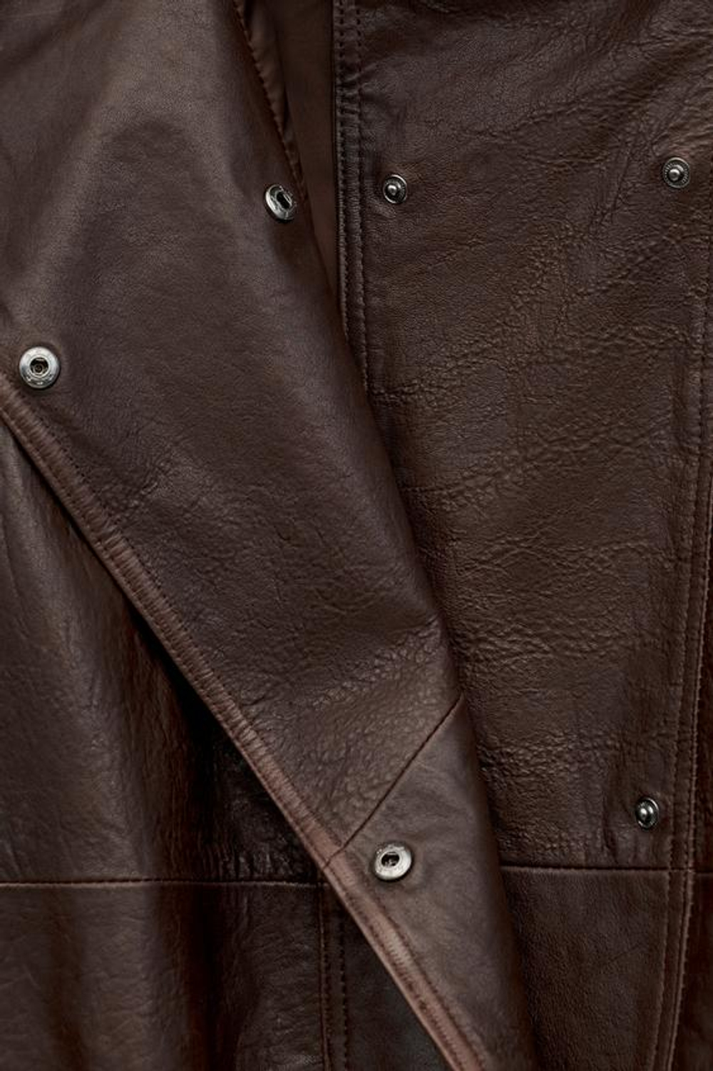 ZARA КУРТКА ИЗ 100% КОЖИ С ВЫСОКИМ ВОРОТНИКОМ — ZW COLLECTION, КОРИЧНЕВЫЙ