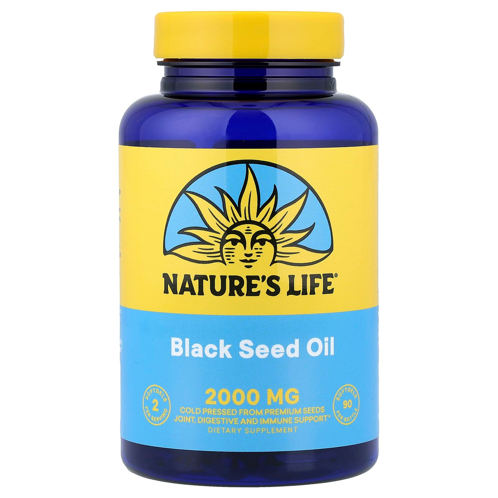Nature's Life, масло черного тмина, 1000 мг, 90 капсул