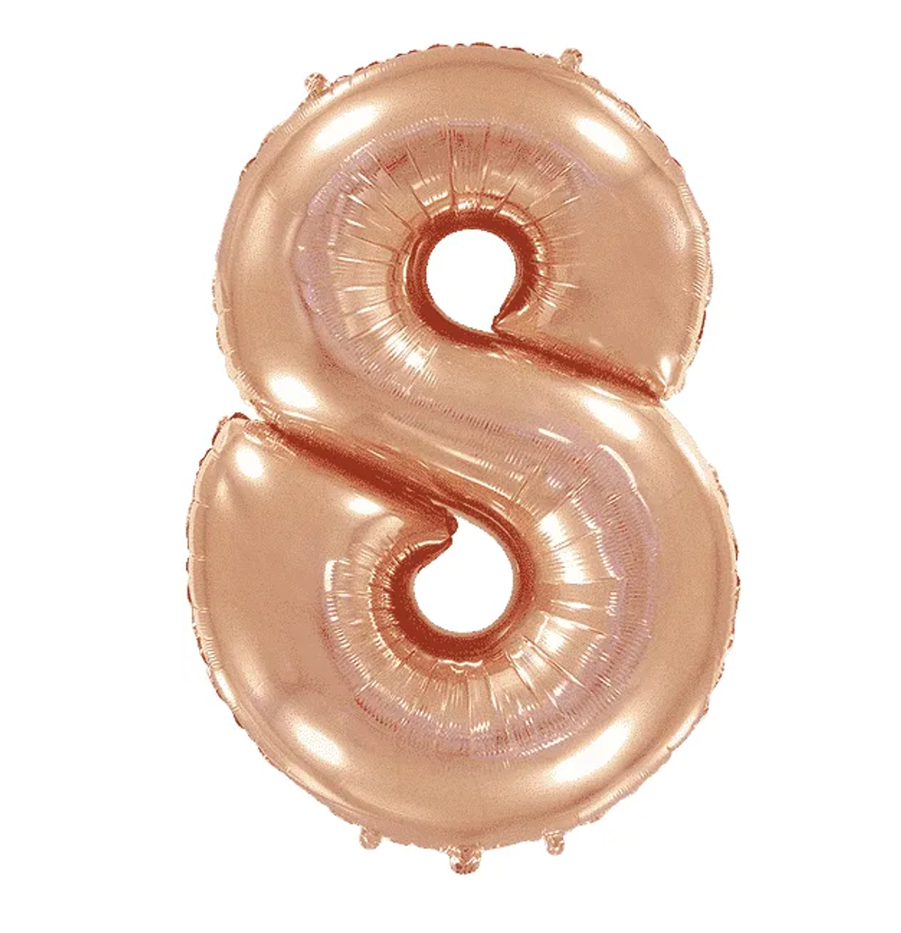 Шар фольга Цифра 8 Rose Gold Розовое Золото 102 см с гелием
