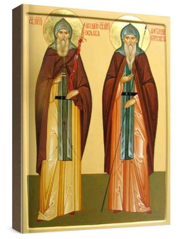 Александр Пересвет и Андрей Ослябя (рукописная икона)