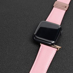 Ремешок из натуральной кожи розового цвета от Dux Ducis для смарт часов Apple Watch 42, 44, 45, 46, 49мм, серия YA Series
