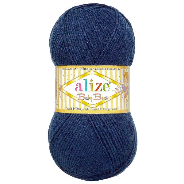 Пряжа Alize (Ализе) Baby Best / уп.5 мот. по 100 г, 240м, 058 темно-синий A
