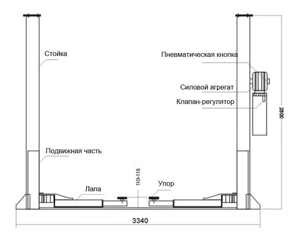 Подъемник двухстоечный GW-C4000 380 Great Wolf, 4000кг