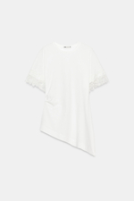 АСИММЕТРИЧНАЯ ФУТБОЛКА С КРУЖЕВОМ — ZARA