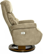 Кресло реклайнер Relax Lux Electro S16099RWB, искуственный нубук бежевый (02), основание дерево темный орех (029)