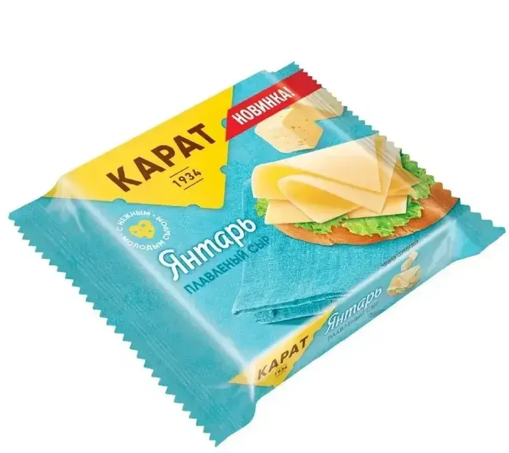 Сыр плавленный "Карат" янтарь\дружба ломтики 150г