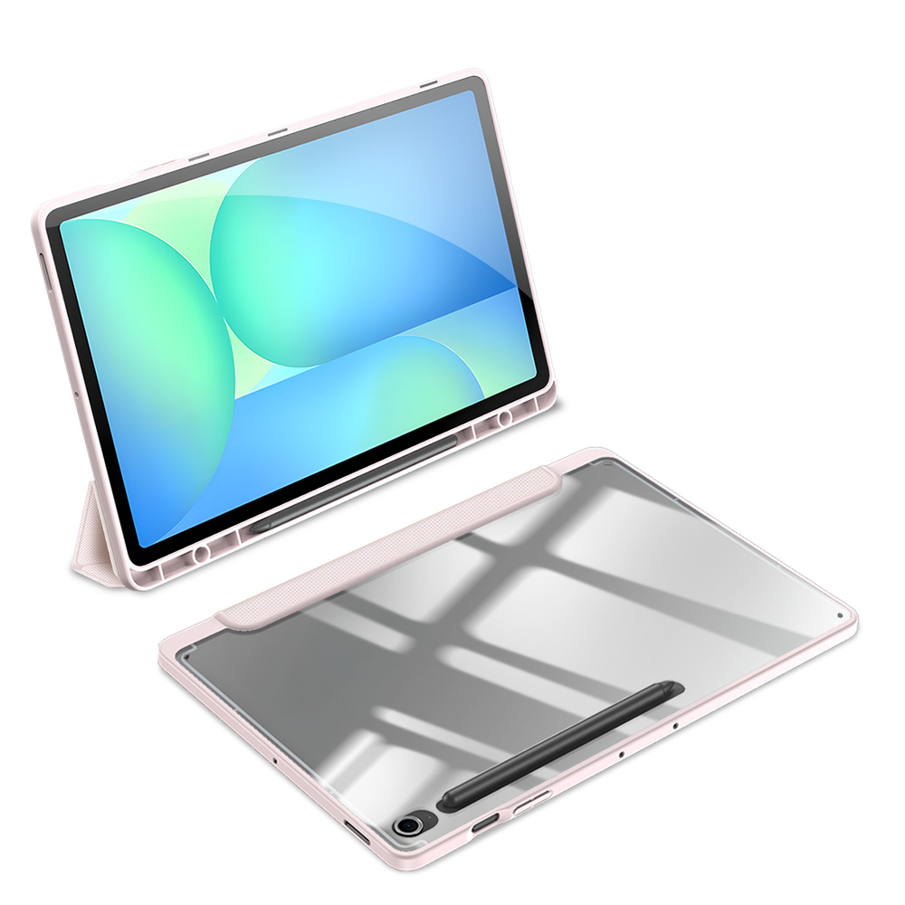 Чехол книжка розового цвета от Dux Ducis для Samsung Galaxy Tab S10 FE Plus, серия Toby Series Case, с функцией пробуждения и сна