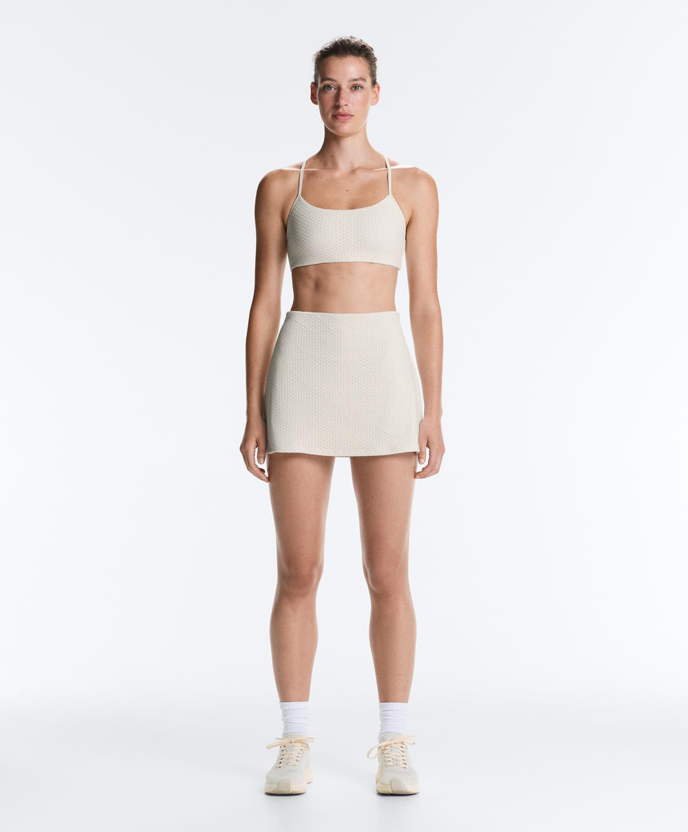 Oysho Юбка Comfortlux из вязаного материала, светлый экрю