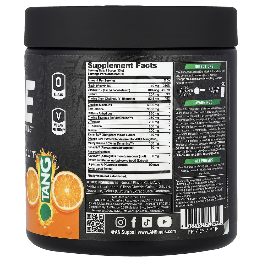 ABE, ABE Pre-Workout, Tang™, со вкусом апельсина, 390 г (13,75 унции)
