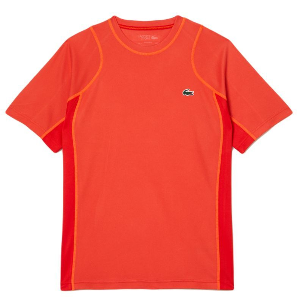 Футболка мужская теннисная Lacoste Tennis T-Shirt in Tear Resistant Pique - orange/red/orange