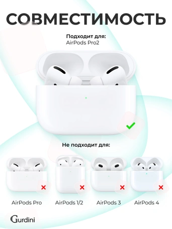 Чехол для Airpods Pro 2 Gurdini прорезиненный soft touch c карабином Мятный