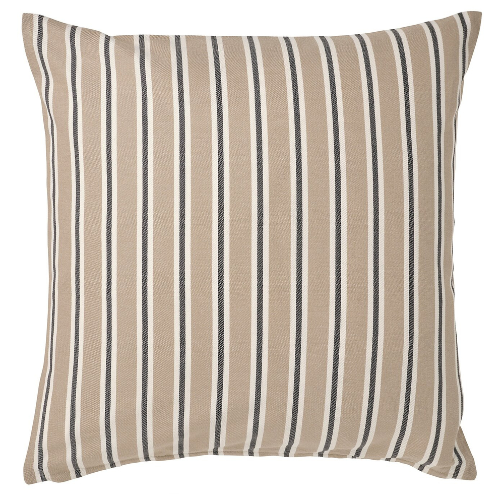IKEA KORALLBUSKE  (ИКЕА КОРАЛЛБУСКЕ)  -  Наволочка, бежево-белый/полосатый рисунок, 50x50 см