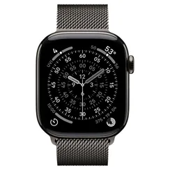Часы Apple Watch Series 11, 46 мм, титан синевато-серого цвета, миланский сетчатый браслет