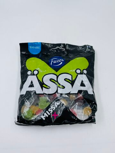 Конфеты жевательные Fazer "Assa Missa Х" со вкусом салмиакки и фруктов/ягод, 220 г