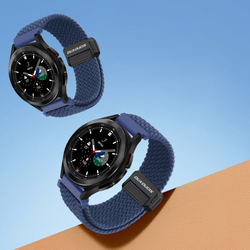 Эластичный ремешок синего цвета (Storm Blue) от Dux Ducis для смарт часов Samsung Galaxy Watch 3, 4, 5, 6 и 7 (размер крепления 20мм), серия Strap (Mixture Pro Series)