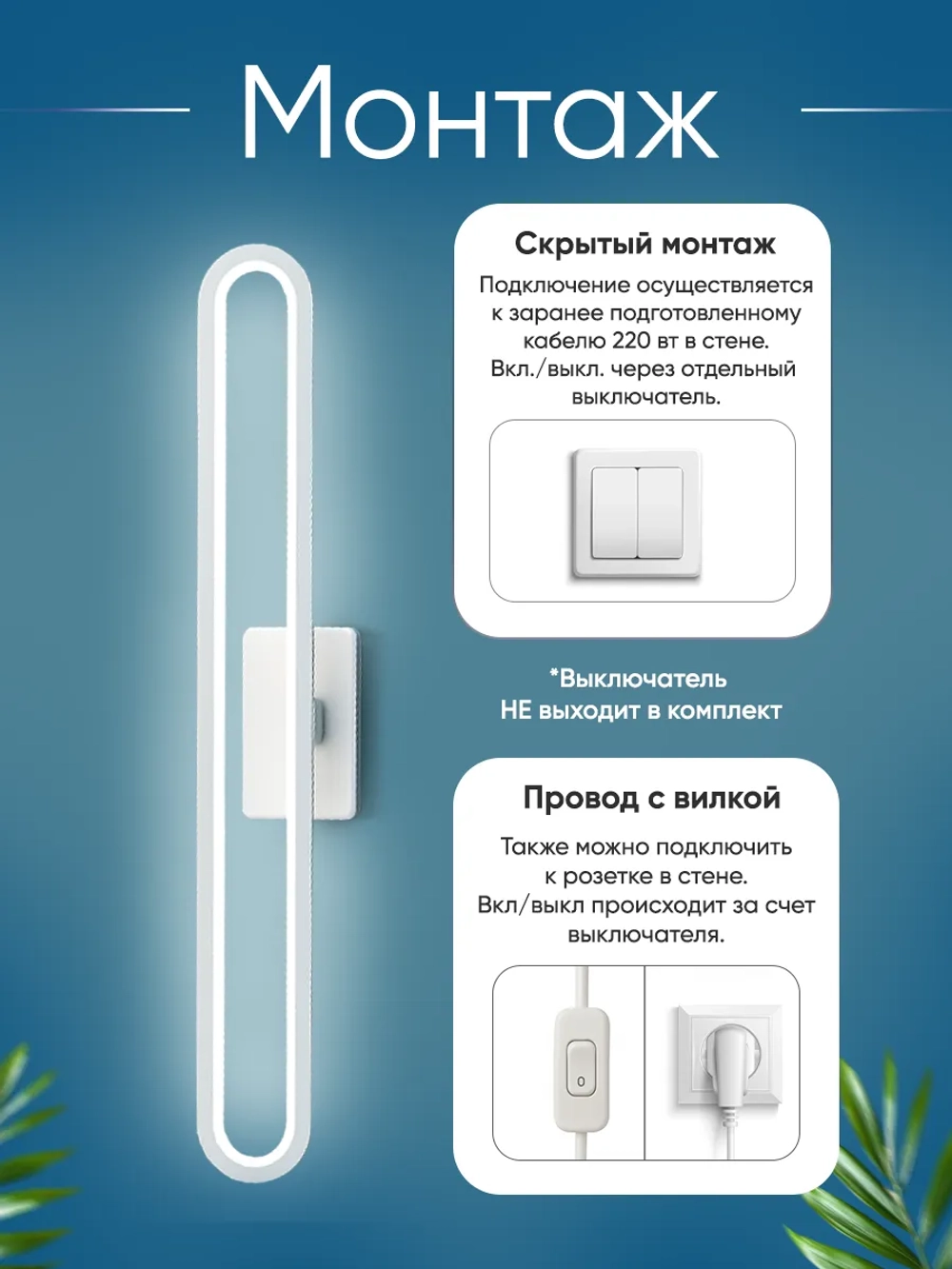 Настенный светодиодный светильник бра 1022-80W