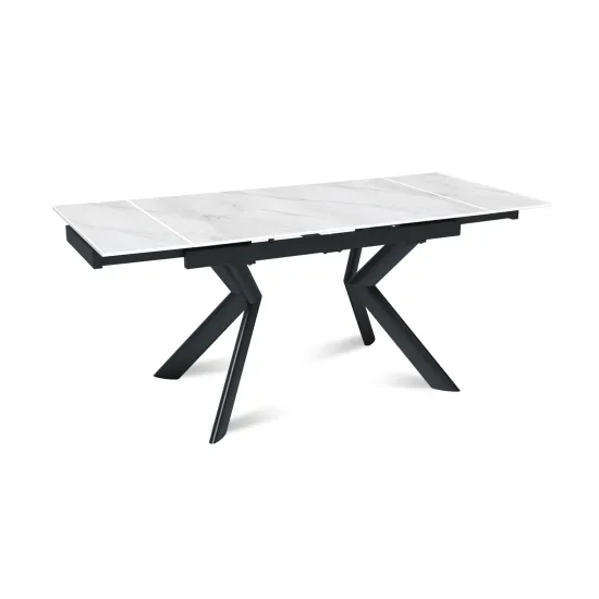 Стол "БРИДЖ" 120-180 керамика Snow Mountain Stone мат., опора черный муар
