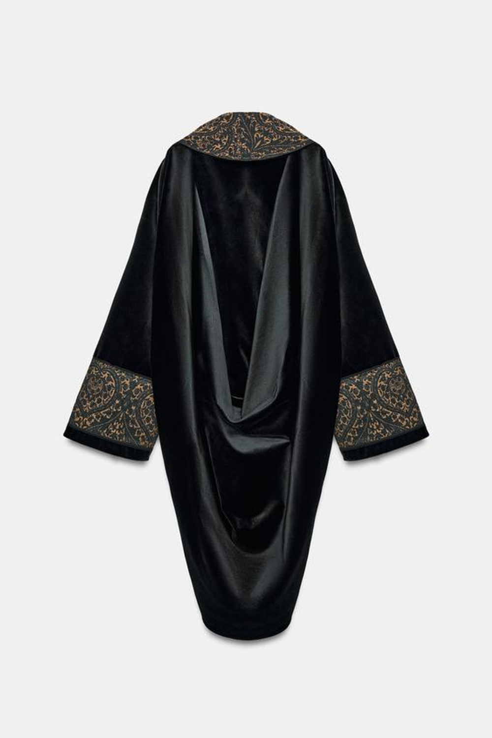 ZARA КОМБИНИРОВАННОЕ ПАЛЬТО ИЗ БАРХАТА С ЖАККАРДОМ — ZW COLLECTION, ЧЕРНЫЙ