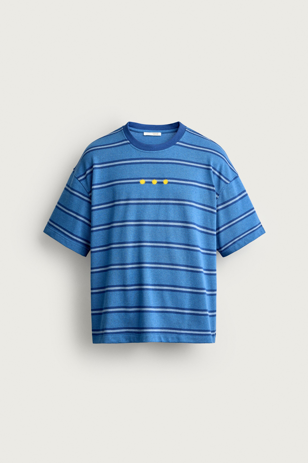 ФУТБОЛКА С ЖАККАРДОВЫМИ ПОЛОСКАМИ И ВЫШИВКОЙ — ZARA