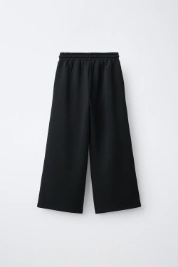 ZARA СПОРТИВНЫЕ БРЮКИ WIDE LEG С КОНТРАСТНЫМИ ДЕТАЛЯМИ, ЧЕРНЫЙ
