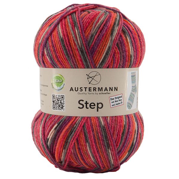 Пряжа Austermann (Аустерманн) Step / уп.5 мот. по 100 г, 420м, красная слива