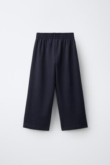 ZARA ТРИКОТАЖНЫЕ БРЮКИ WIDE LEG, МОРСКОЙ СИНИЙ