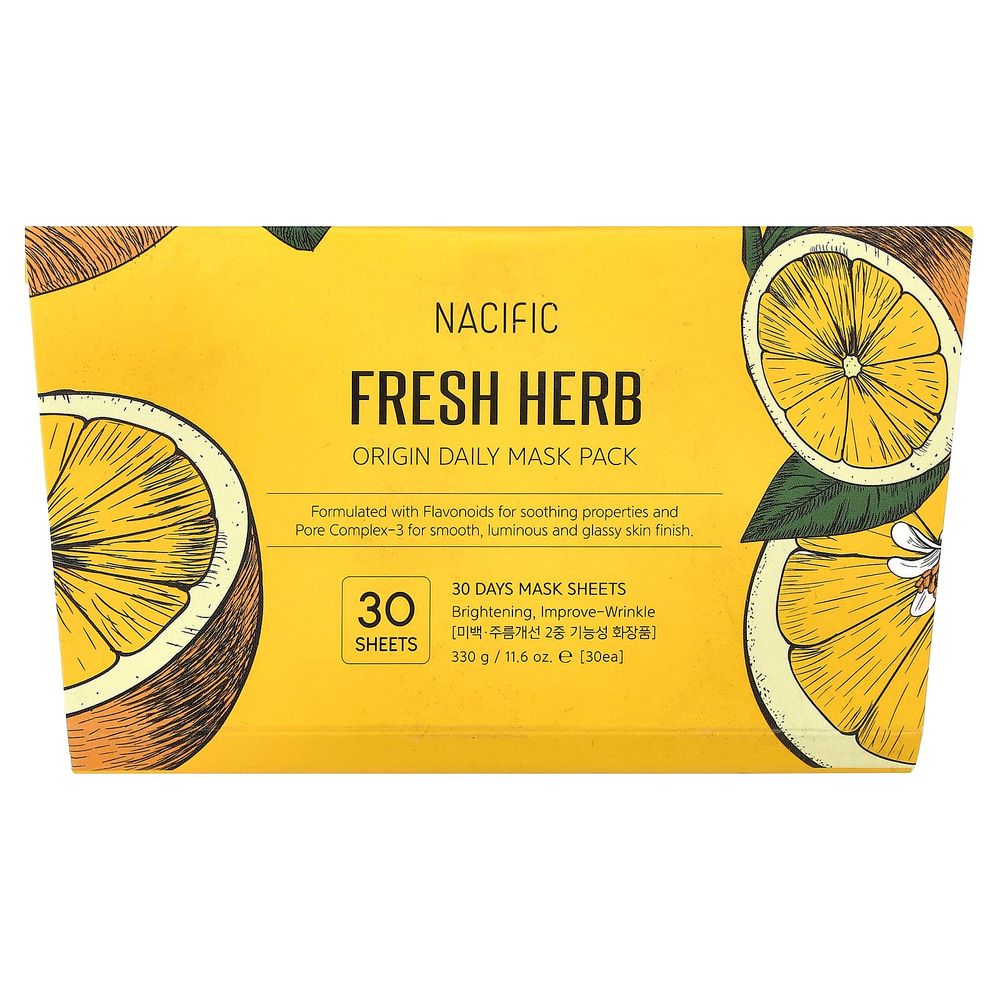 Nacific, Fresh Herb, Daily Beauty Mask Pack, 30 листовых масок, 330 г (11,6 унции)