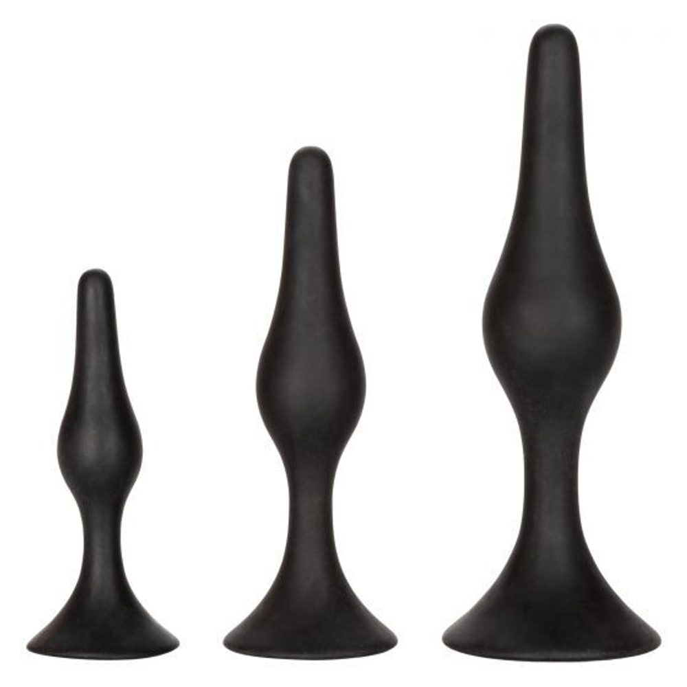 Набор черных силиконовых анальных пробок Silicone Anal Starter Kit (Цвет: черный)