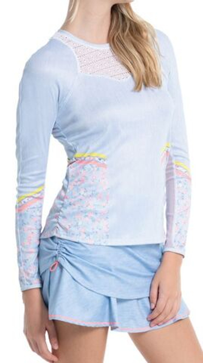 Женская теннисная футболка (dł. Рукава) Lucky in Love Liberty In Love Chambray Blossom Long Sleeve - light denim # XS