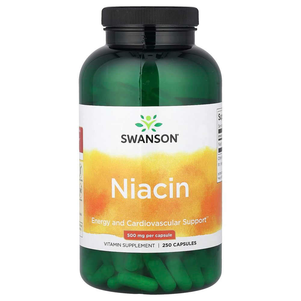 Swanson Vitamins, ниацин, 500 мг, 250 капсул