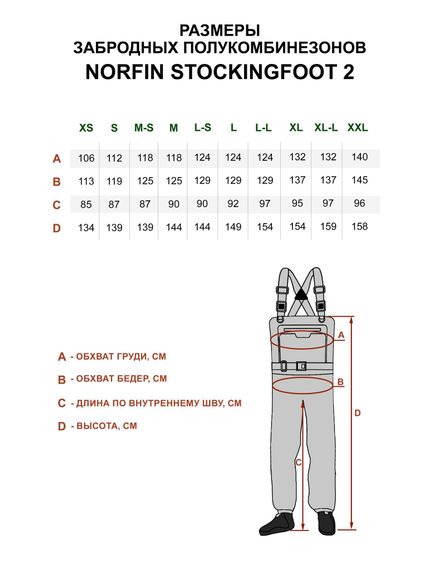 Полукомбинезон забродный Norfin PILOT STOCKINGFOOT 2 р.LL